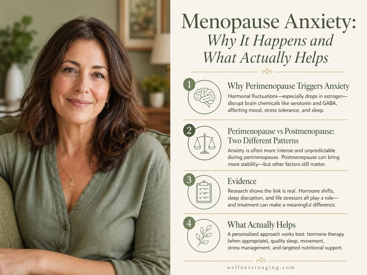 Menopause Anxiety: Why It Happens and What Actually Helps — infographic