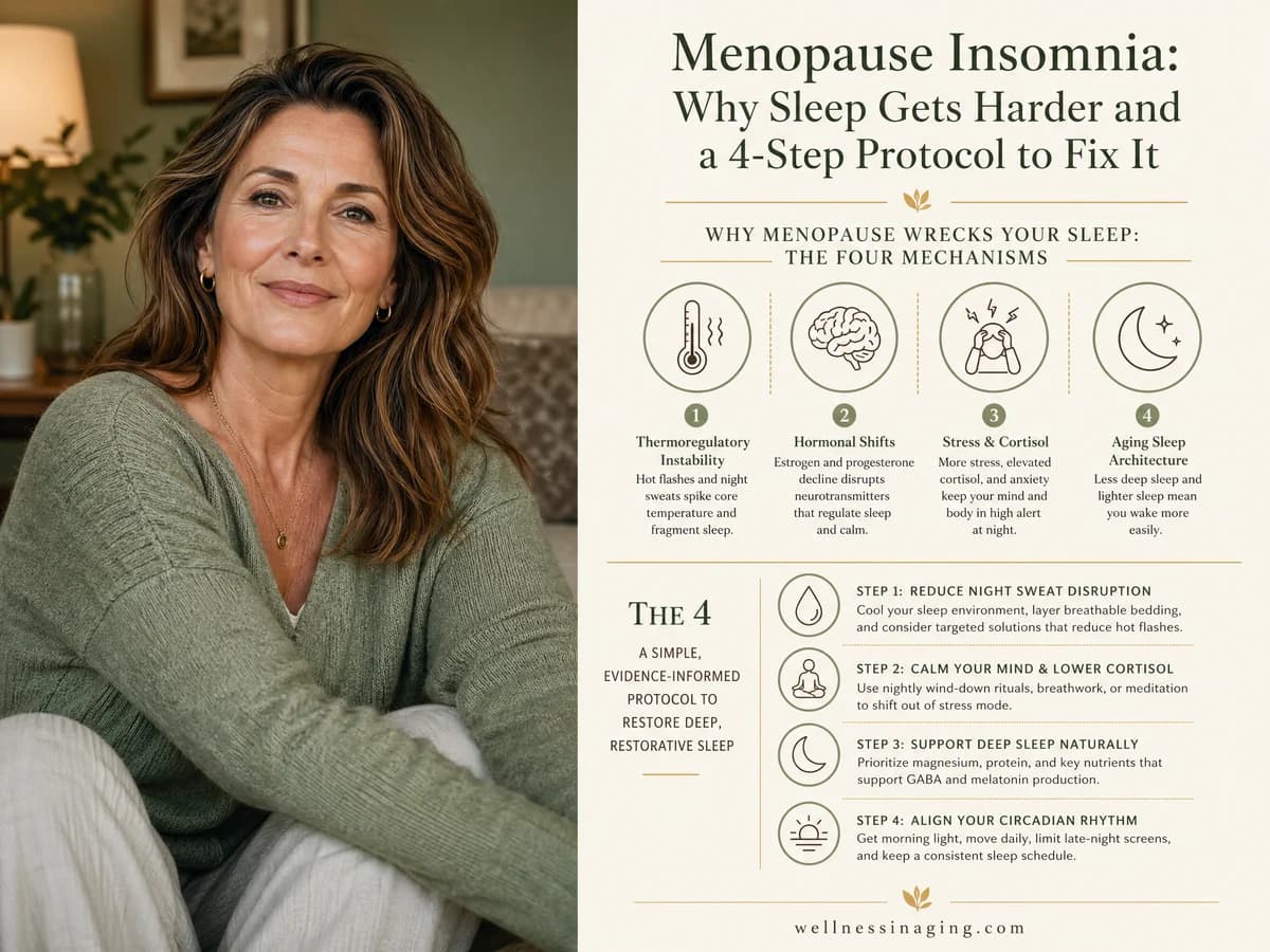 Menopause Insomnia: Why Sleep Gets Harder and a 4-Step Protocol to Fix It — infographic