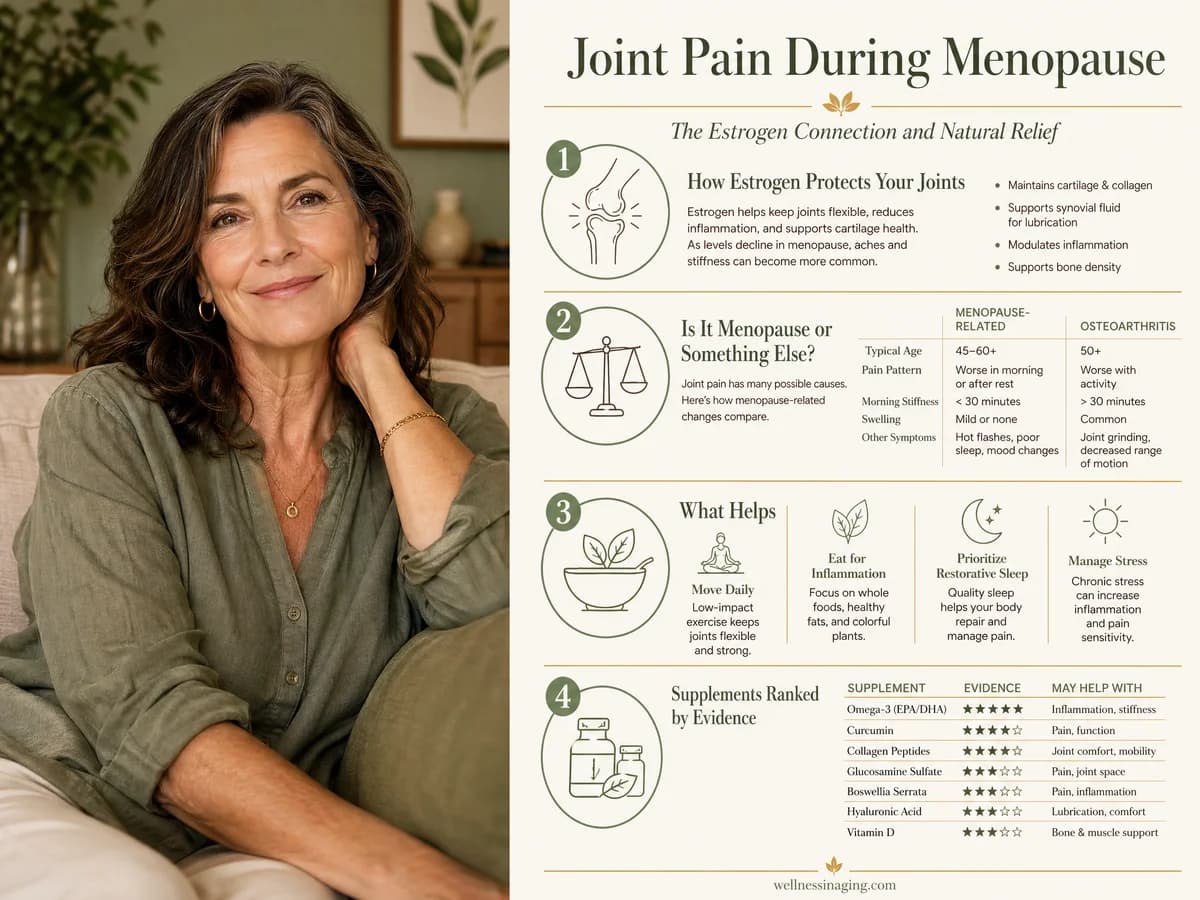 Joint Pain During Menopause: The Estrogen Connection and Natural Relief — infographic