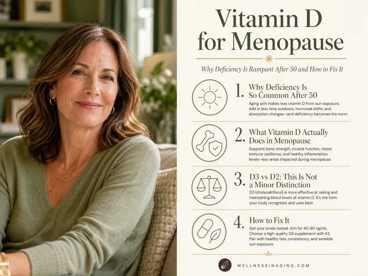 Vitamin D for Menopause: Why Deficiency Is Rampant After 50 and How to Fix It — infographic